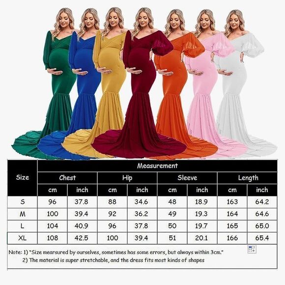 Off Shoulder Maternity Dress Elegant Fit V Neck Chiffon Long Gown Photography - Picture 12 of 12